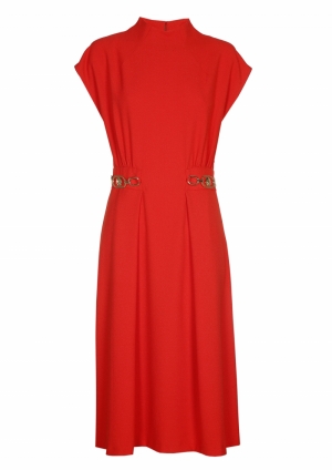 soepelvallende jurk in crêpe 50 Red