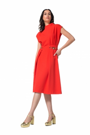 soepelvallende jurk in crêpe 50 Red