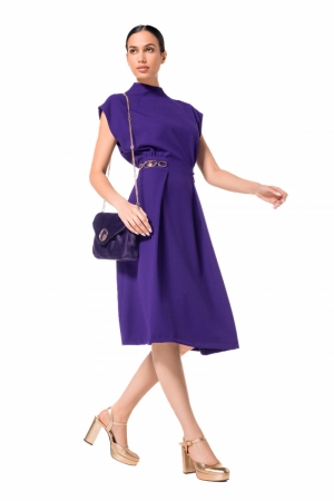 soepelvallende jurk in crêpe 40 Violet