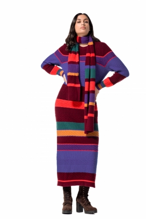 midi jurk in tricot 79 Multi Color
