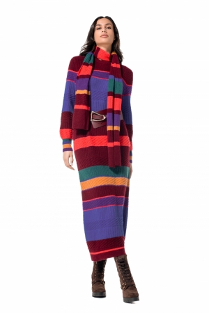 midi jurk in tricot 79 Multi Color