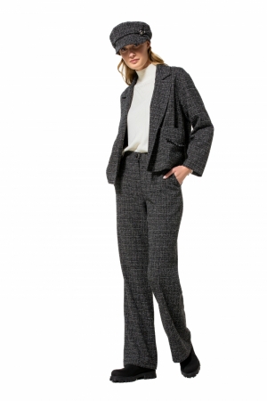 rechtvallende broek in tweed,  10 Zwart