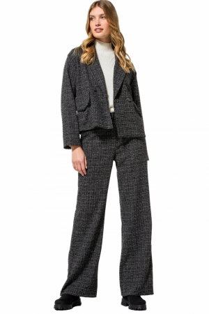 rechtvallende broek in tweed,  10 Zwart