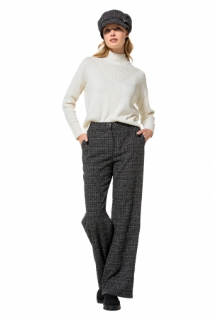 rechtvallende broek in tweed,  10 Zwart