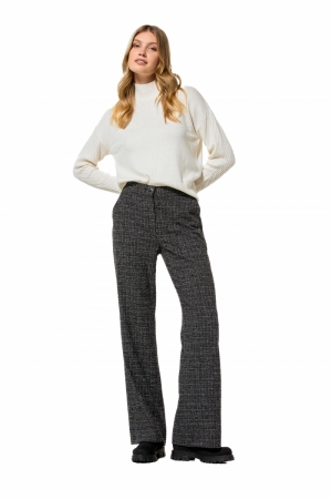 rechtvallende broek in tweed,  10 Zwart