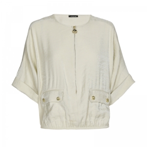 Soepelvallende korte top met l 62 Light Khaki
