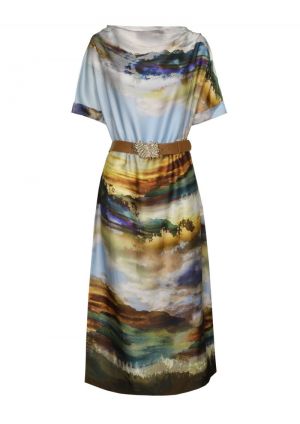 rechtvallende jurk in landscap 69 Multi Color
