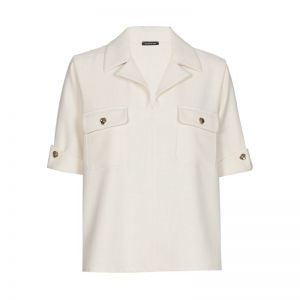 Top in woolmix met knoopdetail 93 Natural