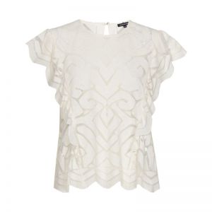 Elegante top met volant mouw 93 Natural