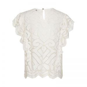 Elegante top met volant mouw 93 Natural