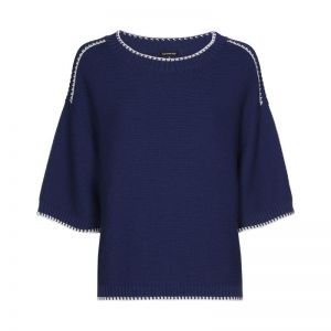 Gebreide bi-color trui 22 Indigo