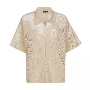 Gehaakte blouse met bloemenmot 36 Sable