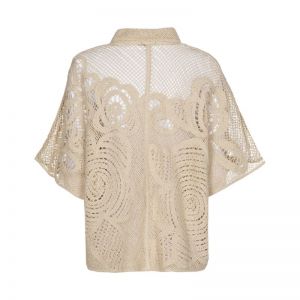 Gehaakte blouse met bloemenmot 36 Sable