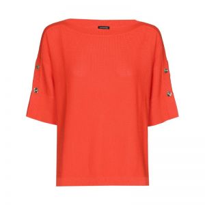 Fijngebreide trui met knoopdet 54 Orange