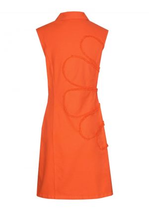 Jurk met uitgerafeld bloemdeta 54 Orange