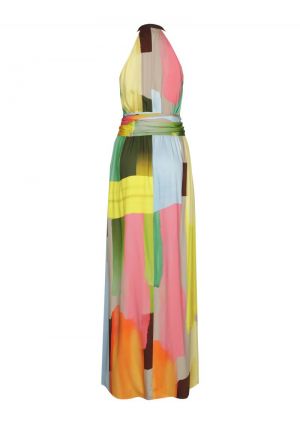 Maxi halterjurk met abstracte  49 Multi Color