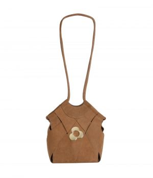 Elegante handtas in suède 35 Caramel