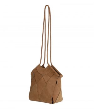 Elegante handtas in suède 35 Caramel