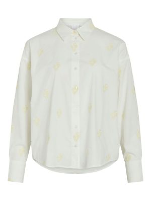 VIHOLMA EMBRODIERY L/S LOOSE S 5041046 Snow Wh
