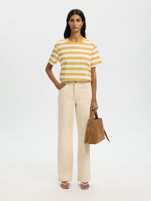 SLFESSENTIAL SS STRIPED BOXY T 4916139 Ochre B