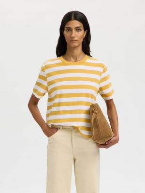 SLFESSENTIAL SS STRIPED BOXY T 4916139 Ochre B