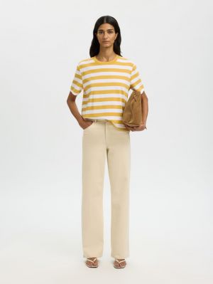 SLFESSENTIAL SS STRIPED BOXY T 4916139 Ochre B