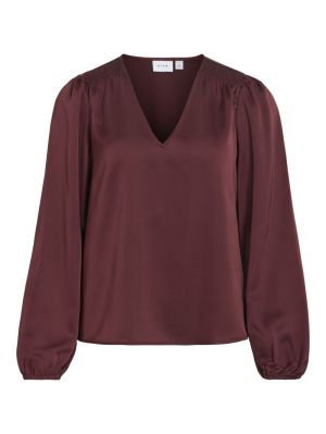 VIELLETTE L/S SMOCK SATIN TOP  5112943 Red
