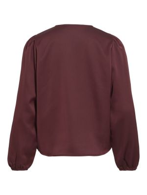 VIELLETTE L/S SMOCK SATIN TOP  5112943 Red