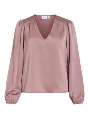 VIELLETTE L/S SMOCK SATIN TOP  5024599 Purple