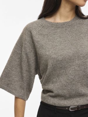 VILIGA 2/4 O-NECK KNIT TOP - N 4962840 Grey
