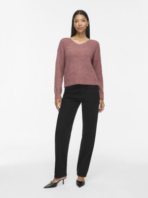 VILAMPE V-NECK L/S KNIT TOP-NO 5022294 Purple