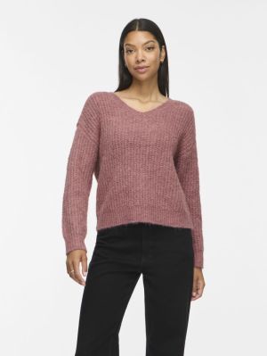 VILAMPE V-NECK L/S KNIT TOP-NO 5022294 Purple