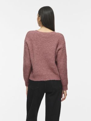 VILAMPE V-NECK L/S KNIT TOP-NO 5022294 Purple