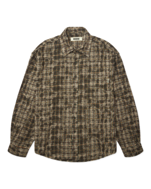 WBJong Wash Check Shirt Honey-Dark Oliv