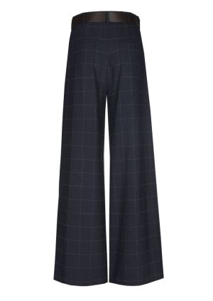 Elegante broek met subtiele ru 21 Midnight Blu
