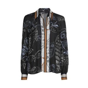 Shiny blouse met uilenprint 29 Multi Color