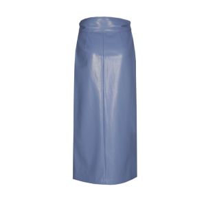 Midi-rok in shiny vegan leathe 24 Dark Azure