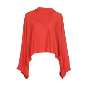 Losse poncho met wijde mouwen 56 Tangerine