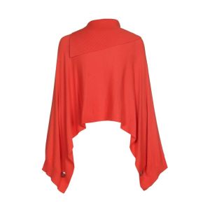 Losse poncho met wijde mouwen 56 Tangerine