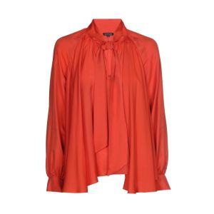 Geklede shiny tuniekblouse 56 Tangerine