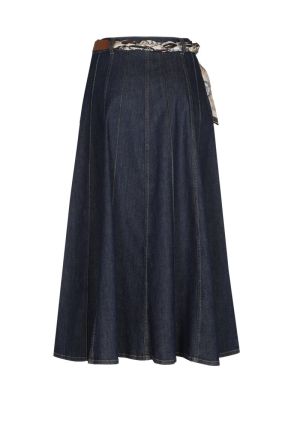 Speelse midi-denimrok met riem 23 Jeans Dark B