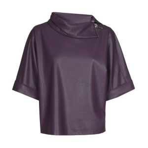 Rechte top in vegan leather 45 Plum