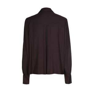 Shiny blouse met jabotdetail 53 Eggplant