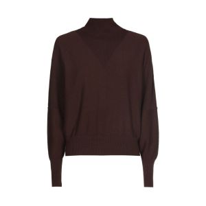 Fijngebreide pull met V-detail 32 Cacao