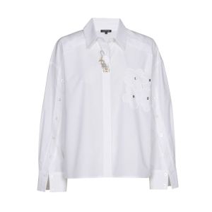 Hemdblouse in katoen met brode 90 White