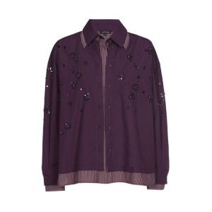 Hemdblouse in katoen met paill 45 Plum