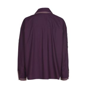 Hemdblouse in katoen met paill 45 Plum