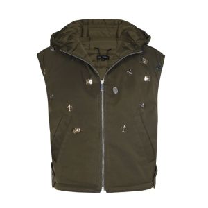 Korte bodywarmer met studs 61 Green