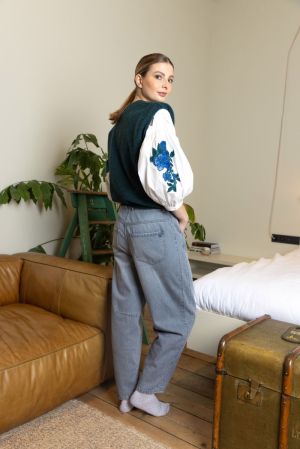 9567 SH BLOUSE PETROL
